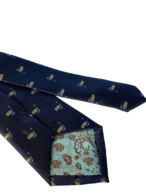 navy mens tie with scuba snorkelling mask quirky design